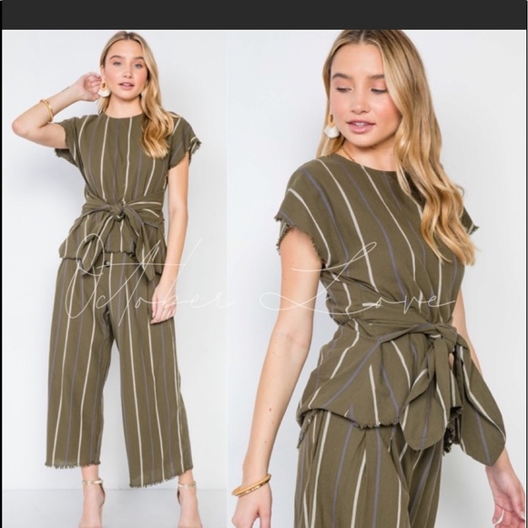 Private Label Pants - Striped Olive Outfit